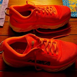 Hoka womens bondi 7 orange sneakers